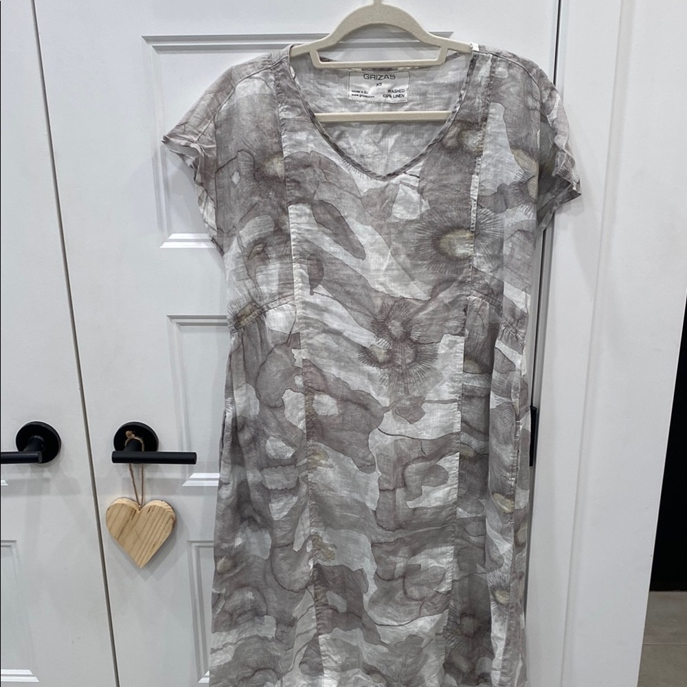 Grizas Linen Abstract Floral Dress